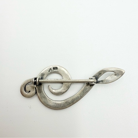 Vintage Sterling Silver Brooch 925 Musical Treble Clef - Picture 6 of 7